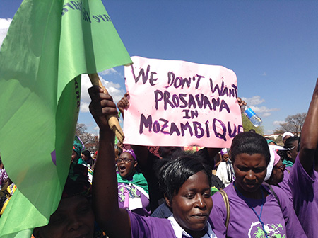 World March of Women in Mozambique marching against the ProSavana mega-development.